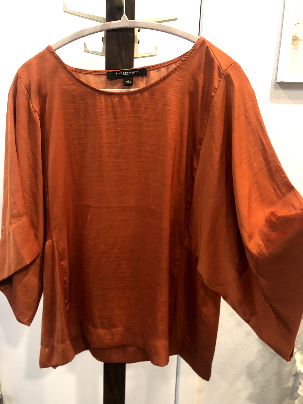 2 for $22 - Marc New York Women's Rust Orange Silk Boatneck Top